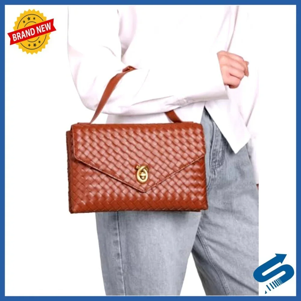 PU Leather Woven Hobo Shoulder Bag Crossbody Satchel Purse